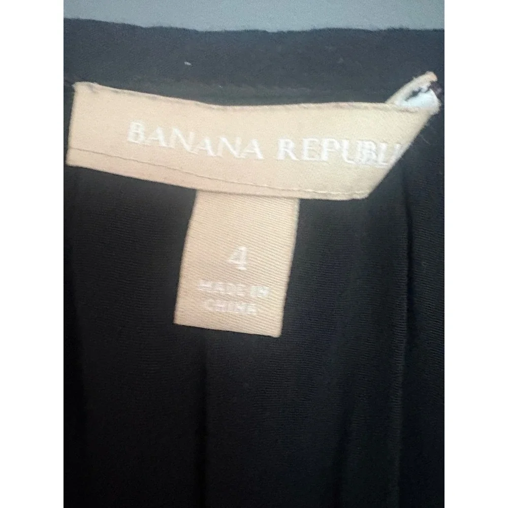 Banana Republic Womens Black Long Sleeve V-Neck Belted Mini Dress Size 4 Pockets
